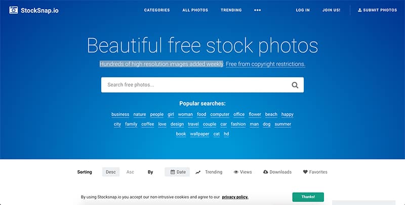 StockSnap.io homepage screenshot